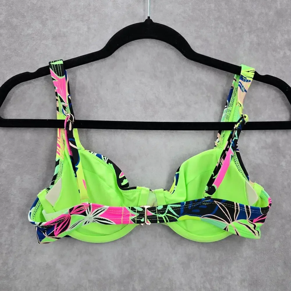 No Boundaries Green‎ Floral Tropical Bikini Top Swimwear Padded Swimsuit Small - Picture 2 of 8